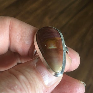 Vintage Imperial Jasper Teardrop Silver Ring Jasper Teardrop Ring Vintage Jasper Ring Red Jasper Silver Ring Size 10.5 image 4