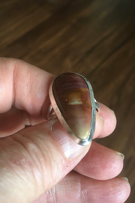 Vintage Imperial Jasper Teardrop Silver Ring - Ja… - image 4