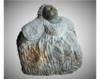 本物のアフリカ美術、ショナ族の彫刻、美しい女性、ジンバブエの