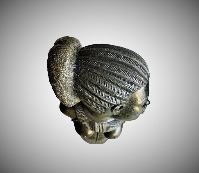 本物のアフリカ美術、ショナ族の彫刻、存在感のある女性、ジンバブエの