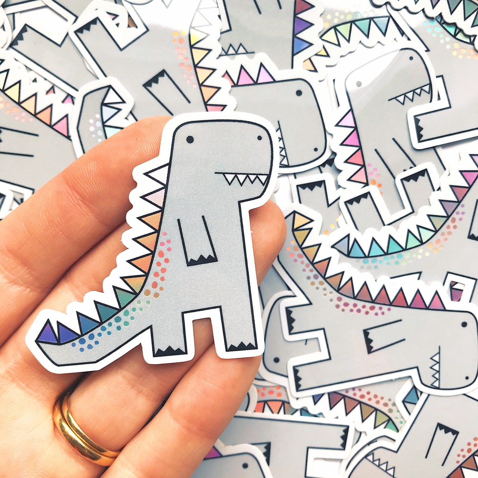 Trex Dinosaur sticker Dinosaur vinyl sticker Holographic Etsy