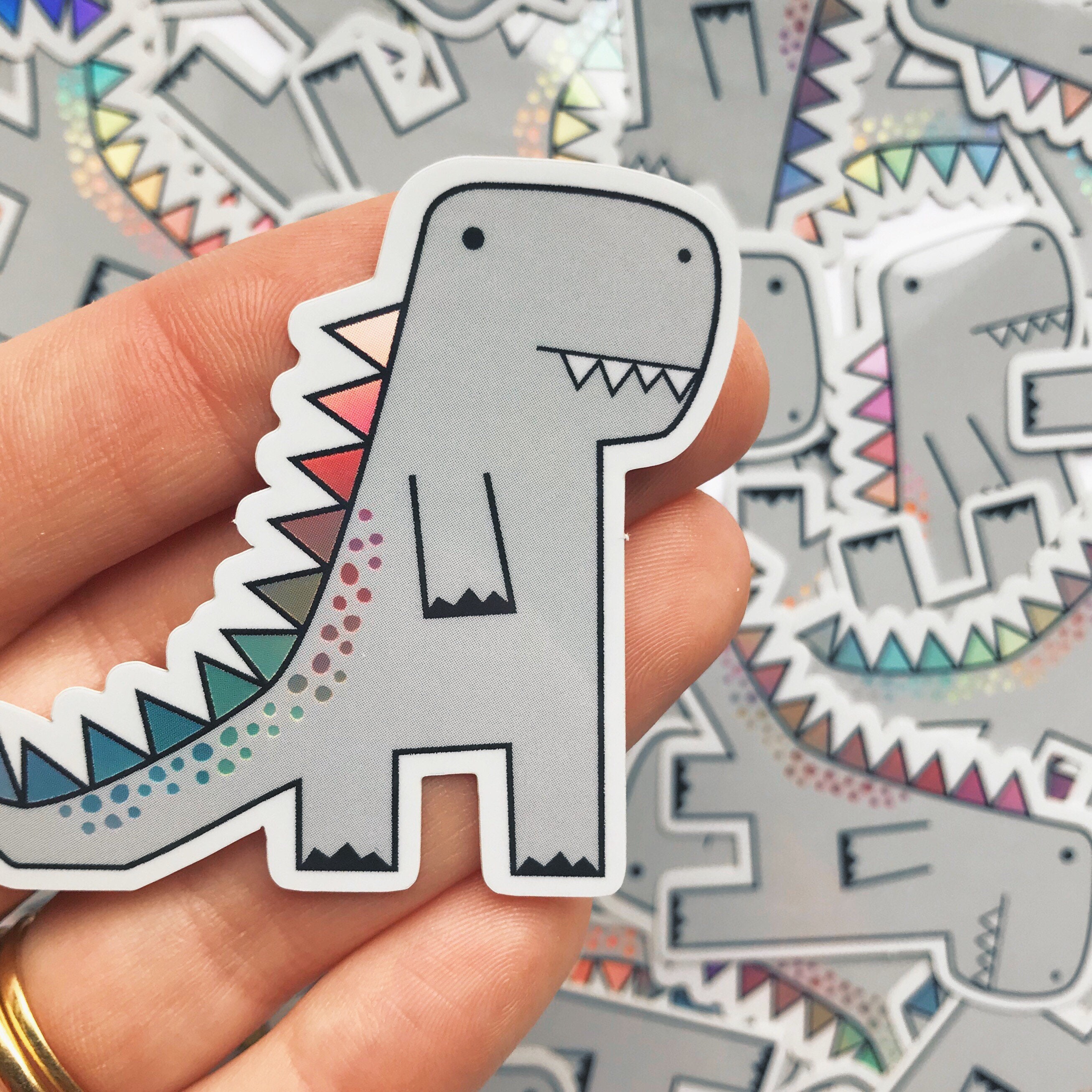 Trex Dinosaur sticker Dinosaur vinyl sticker Holographic Etsy