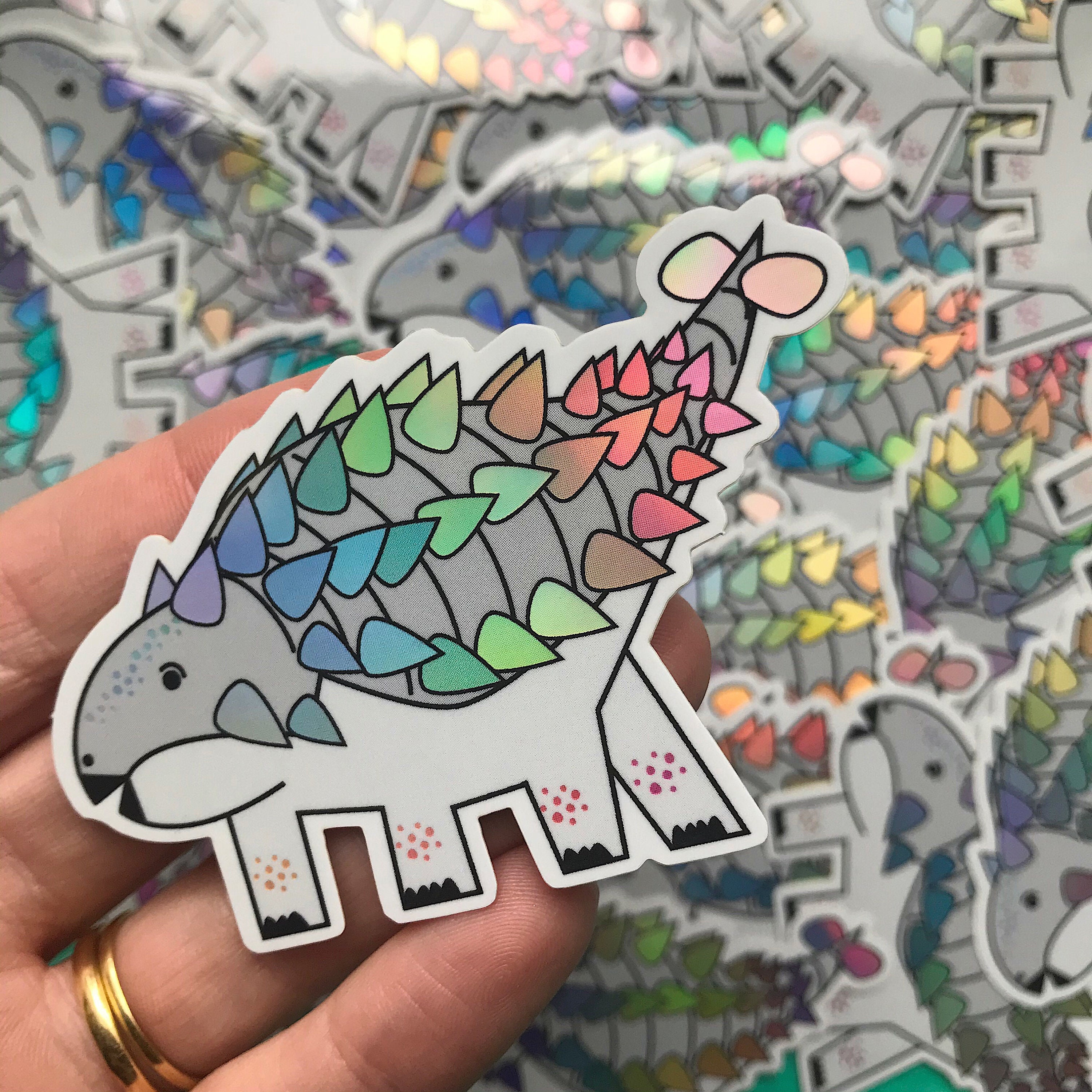 dinosaur sticker dinosaur vinyl sticker holographic sticker