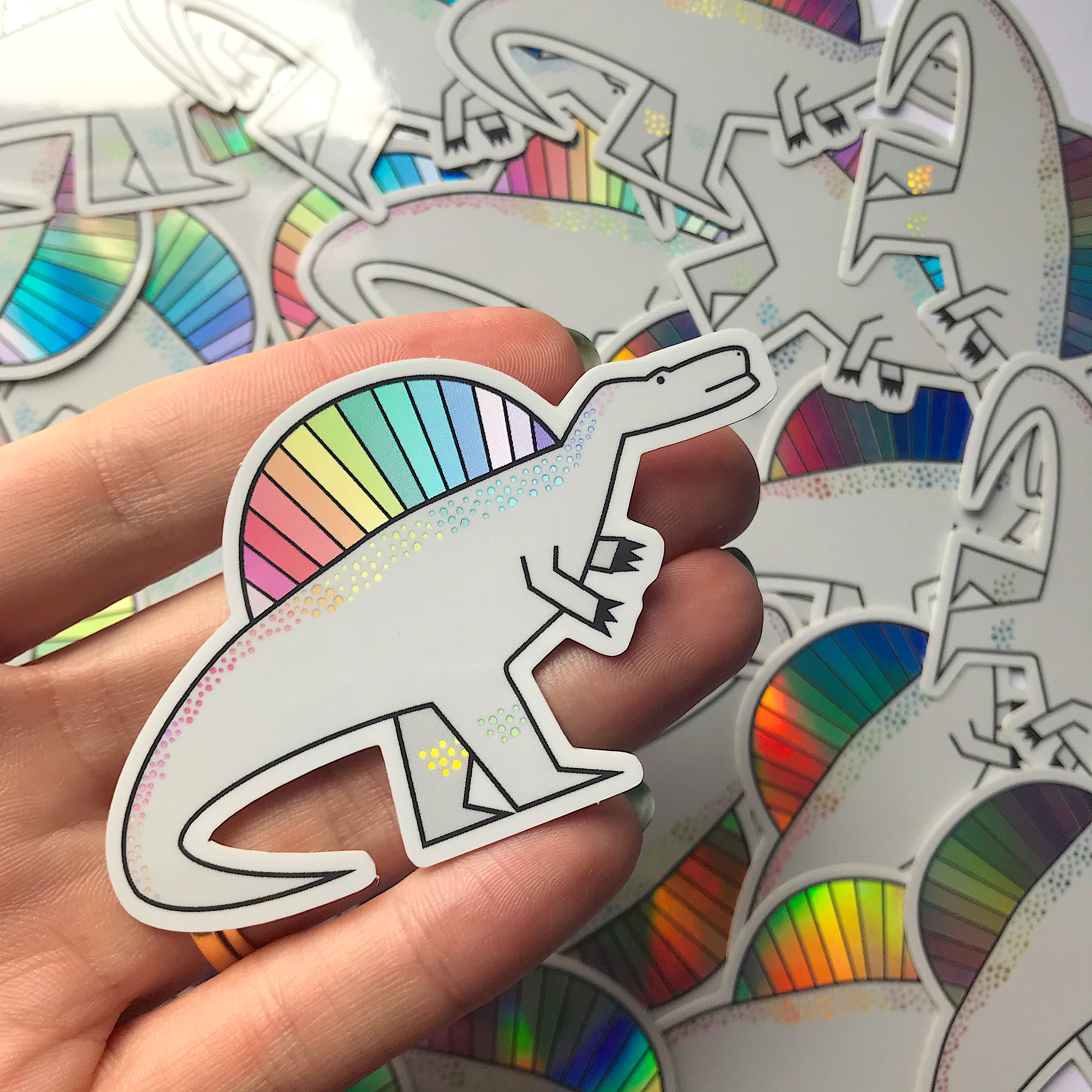 dinosaur sticker dinosaur vinyl sticker holographic sticker
