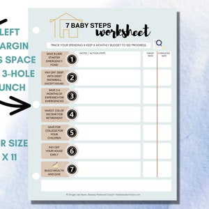 7 Baby Steps Worksheet Printable Digital Download PDF Printout. Dave ...