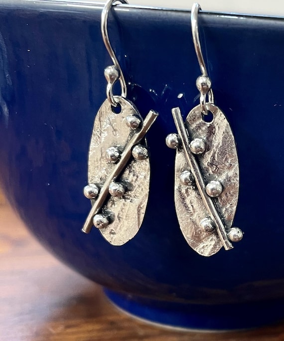 Sterling Oval Earrings with Silver Ball Accents
