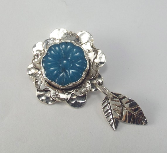Vintage Japanese Pressed Glass Flower with Swinging Petals, Floral Necklace