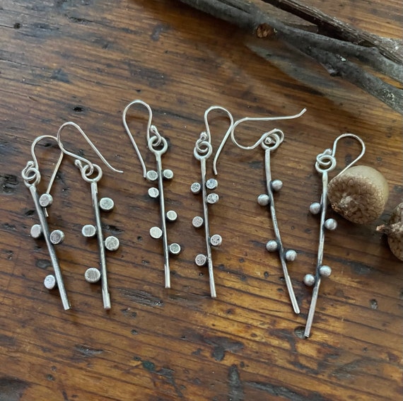 Long Sterling Earrings with a Satin Finish, Three Options