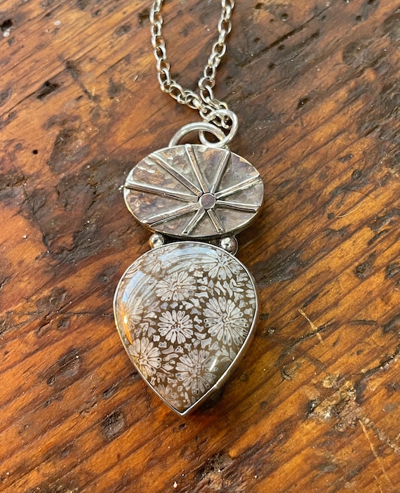 Fossil Coral Indonesian Gemstone with a Hollow Form in Sterling Silver