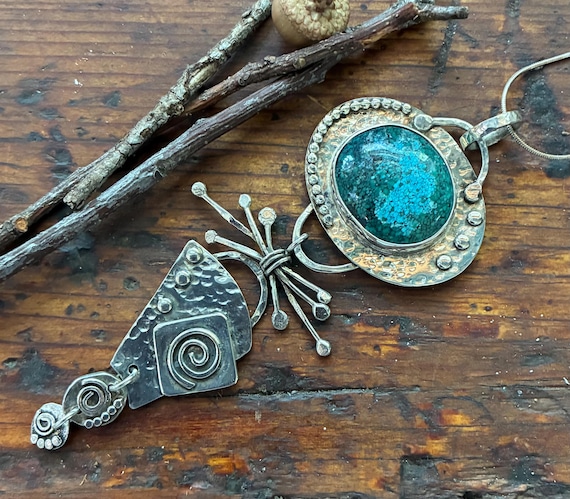 Sterling Statement Pendant Azurite Gemstone