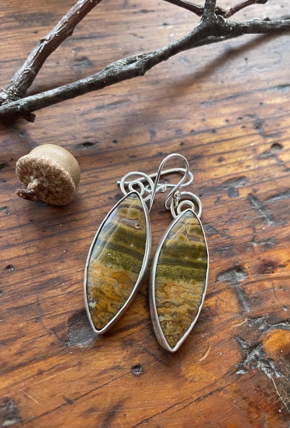 Red River Jasper Earrings from Indonesia, Drop Earrings with Spiral Accents