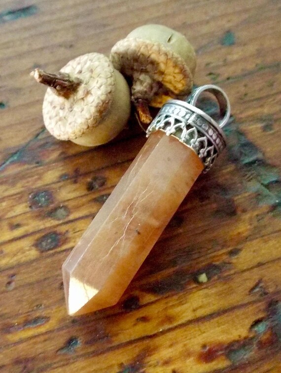 Handmade Carnelian Crystal Pendant: Sterling Silver Bezel