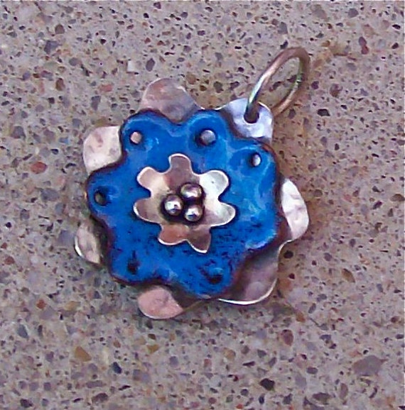 Sterling and Enamel Pendant in Robin's Egg Blue Riveted - Etsy