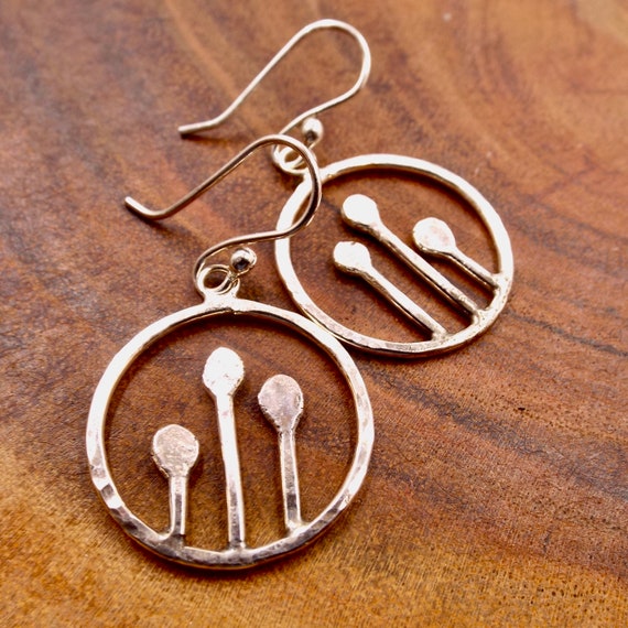 Candlelight Hammered Sterling Circle Earrings , Silver Jewelry