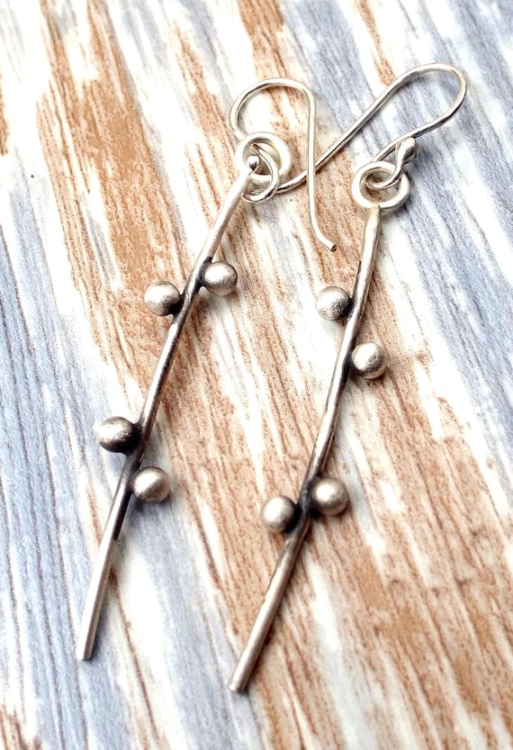Long Sterling Earrings with a Satin Finish, Three Options