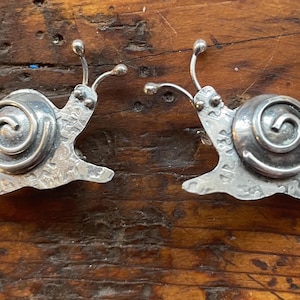 Snail Scatter Pins, Frolicking Escargot, Sea and River Beast Collection, Sterling Silver Brooches