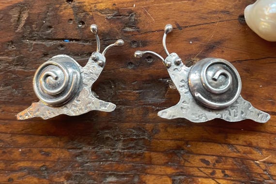 Snail Scatter Pins, Frolicking Escargot, Sea and River Beast Collection, Sterling Silver Brooches