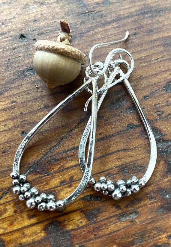 Silver Teardrop Earrings with Sterling Bubbles