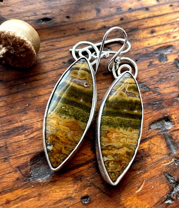 Red River Jasper Earrings from Indonesia, Drop Earrings with Spiral Accents