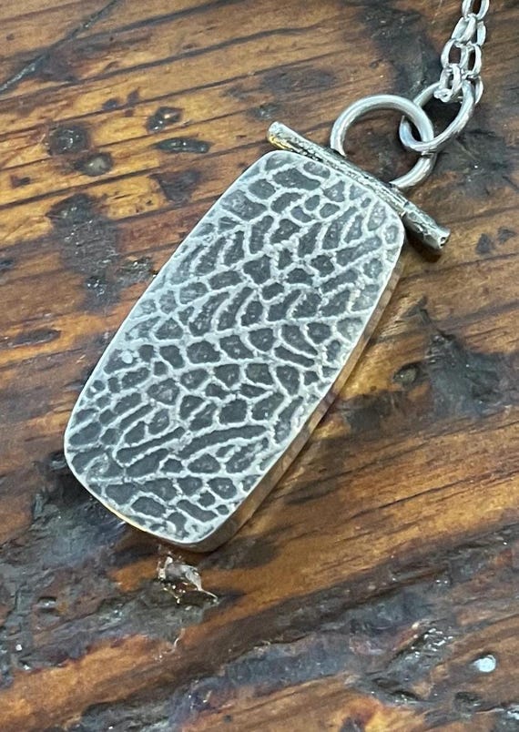 Leaf Textured Hollow Formed Sterling Pendant with Cast Twig