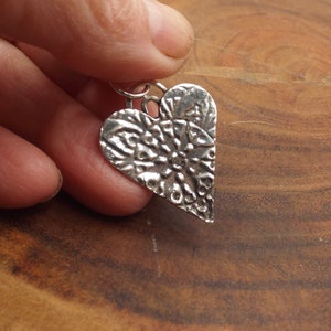 Romantic Sterling Silver Heart Pendant With Raised Pattern