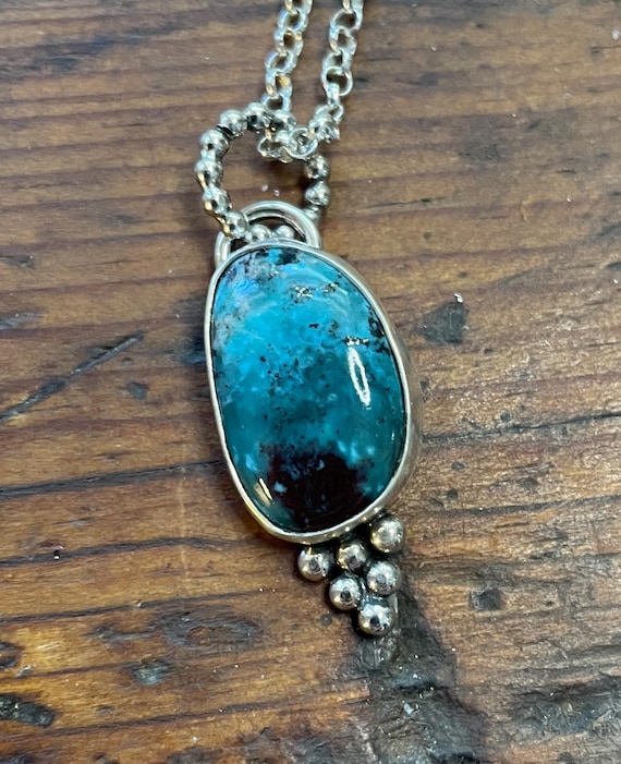 Morenci Turquoise Pendant with Granulation Accents