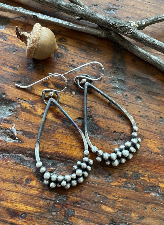 Silver Teardrop Bubble Earrings with Ombre' Finish