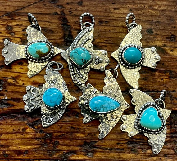 Peace Dove Pendants with Turquoise, Sterling and Fine Silver Necklaces