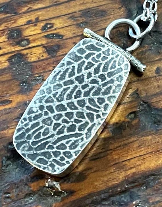 Leaf Textured Hollow Formed Sterling Pendant with Cast Twig