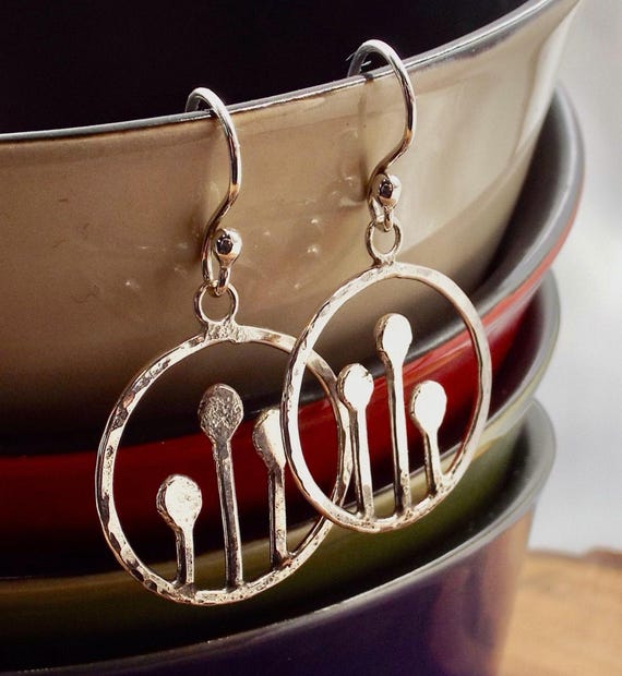 Candlelight Hammered Sterling Circle Earrings , Silver Jewelry