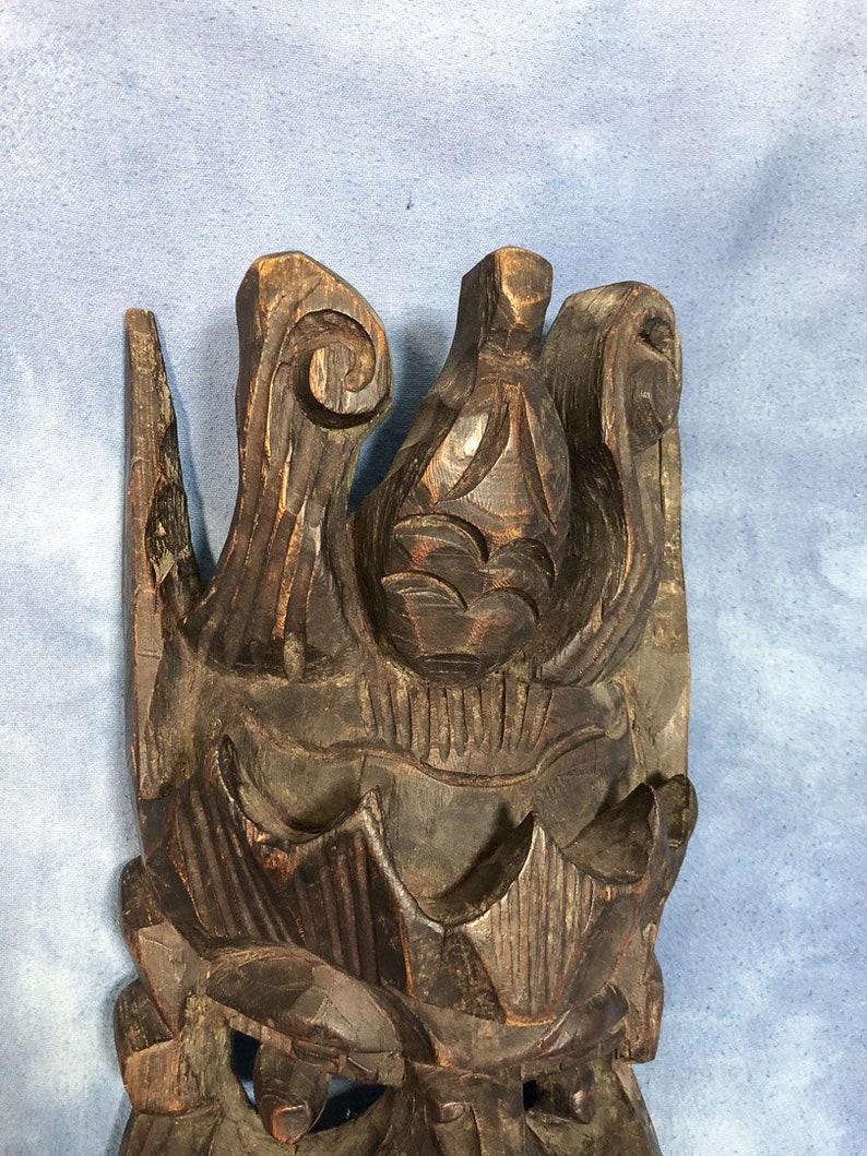 Big Vintage 16 Wooden Mask Devil Unique Grotesque Tiki | Etsy