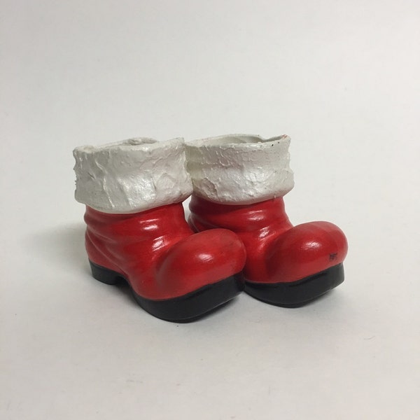 Vintage Santa Shoes, Ceramic Santa Shoes Figurines, Kitsch Christmas