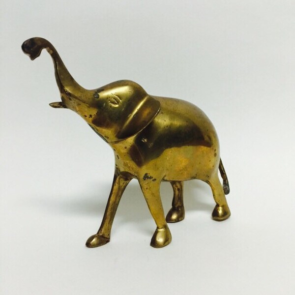 Vintage Brass Elephant Statue, Elephant Figurine, Mid Century Modern