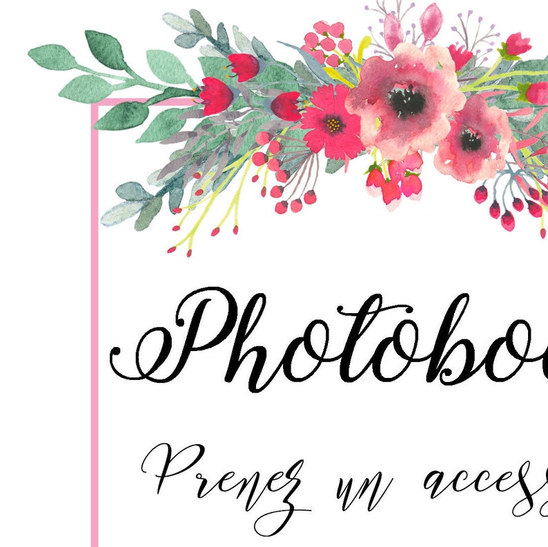 Affiche photobooth Fleurs bohème champêtre A imprimer Etsy