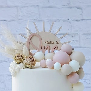 first or second birthday boho sun wood minimalistic sunshine cake topper