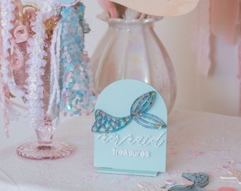 Mermaid Treasures Acrylic Sign, Under the Sea Party Decor