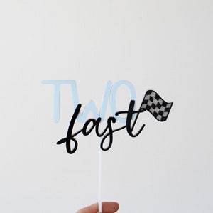 two fast race car raceway boho birthday cake topper