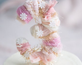 daisy boho whimsical princess spring first birthday retro birthday girl pink cake topper