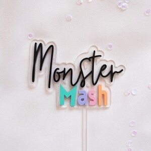monster mash halloween pastel birthday party fall cake topper