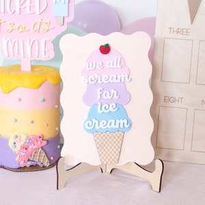 personalized birthday sign, ice cream decor, summer birthday, summer party, we all scream for ice cream, ice cream party, ice cream parlour