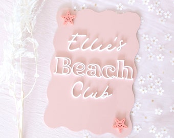 beach club sign, summer birthday sign, beach sign, beach party, summer party, boho birthday,  seashell party, mermaid birthday, mermaid,
