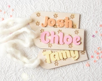 daisy first birthday groovy retro floral personalized custom gift tag favours