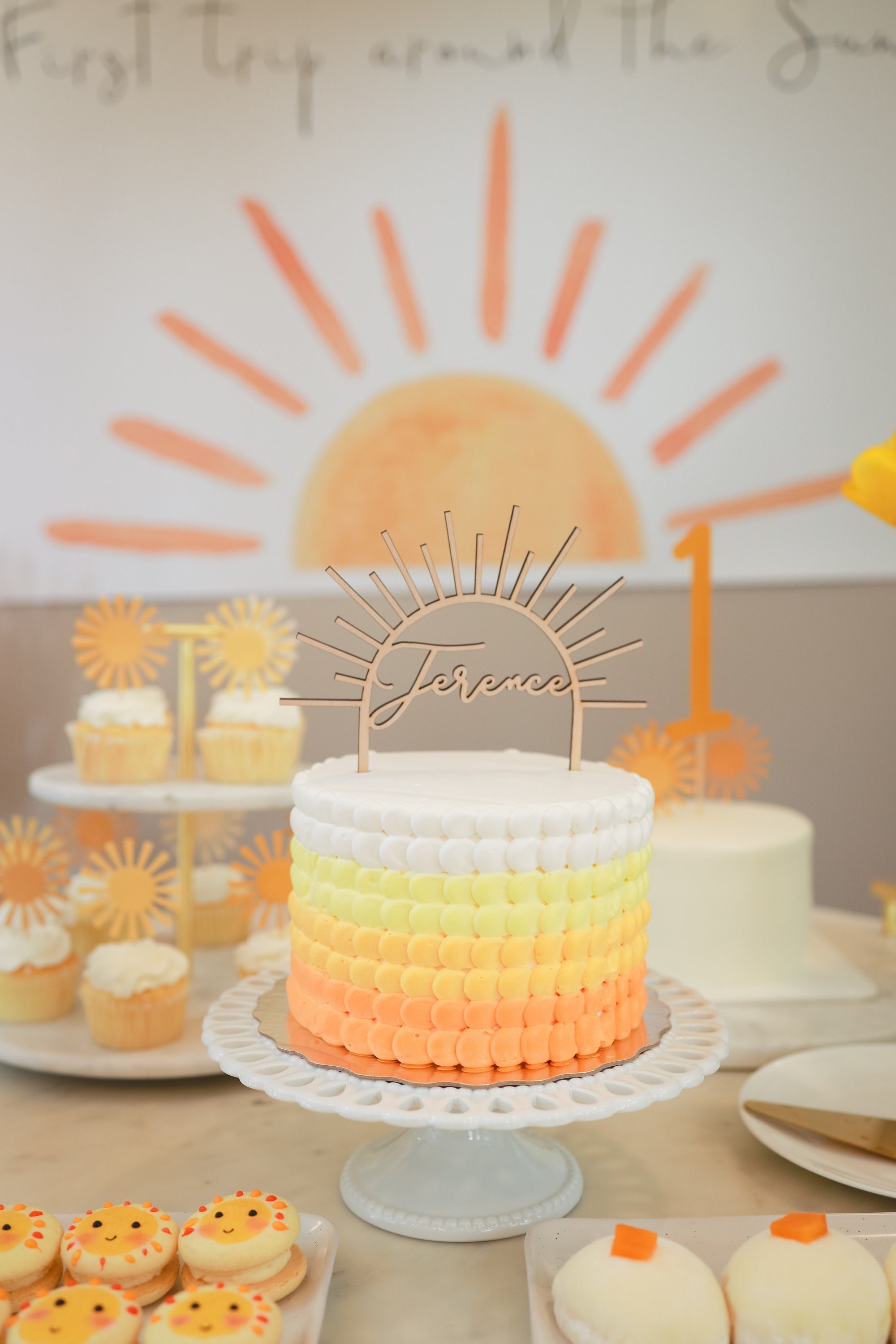 boho sun first birthday cake topper