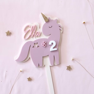Unicorn Cake Topper, Whimsical Birthday Decor, Personalized Name and Age