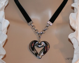necklace with colorful glass heart