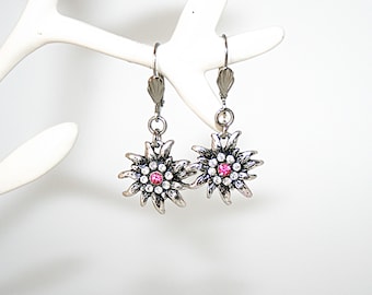 Rhinestone earrings Edelweiss pendant earrings are equipped with rhinestones everyday earrings trendy earrings