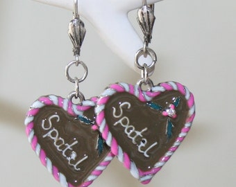 Earrings with heart and "Spatzl" name