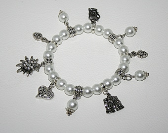 Pearl bracelet, bracelet, bracelet with charms, costume bracelet, bridal jewelry, friendship bracelet