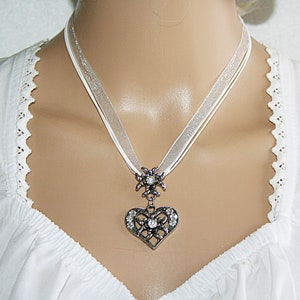 Heart pendant rhinestones edelweiss jewelry earrings jewelry set pink white or red image 8