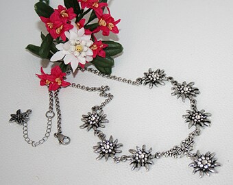 Blumen Kette / Alpenblumen Schmuck / Edelweiss Blume / Trachtenschmuck / Halskette Damen / Hochzeitskette / edle Kette / Damenkette